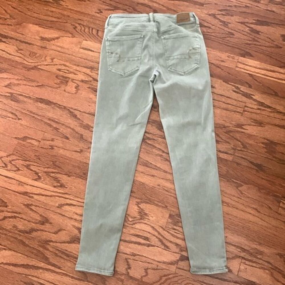 American Eagle Classic 5 Pocket Next Level Stretch Sage Green Skinny Jeans SZ 8 - Picture 5 of 11